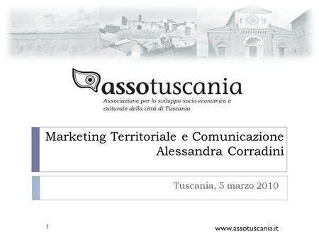 Marketing Territoriale e Comunicazione Alessandra Corradini