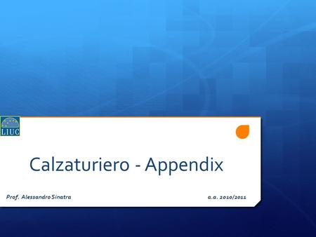 Calzaturiero - Appendix Prof. Alessandro Sinatra a.a. 2010/2011.