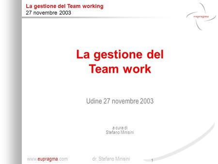 La gestione del Team work