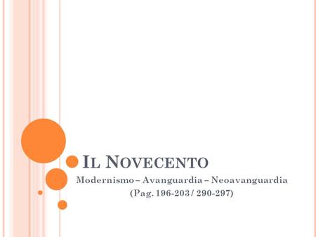 Modernismo – Avanguardia – Neoavanguardia (Pag / )
