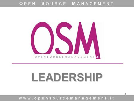 1 LEADERSHIP LEADERSHIP www.opensourcemanagement.it O PEN S OURCE M ANAGEMENT.