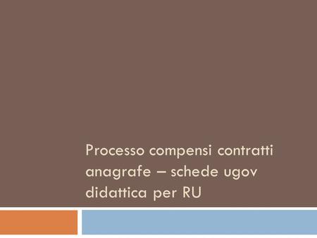 Processo compensi contratti anagrafe – schede ugov didattica per RU.