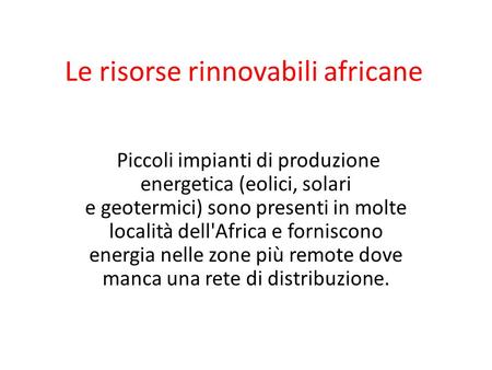 Le risorse rinnovabili africane