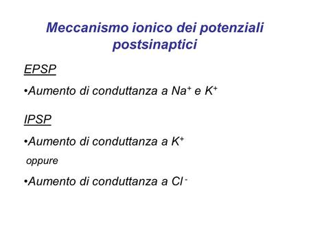 Meccanismo ionico dei potenziali postsinaptici