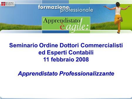 Seminario Ordine Dottori Commercialisti ed Esperti Contabili 11 febbraio 2008 Apprendistato Professionalizzante.