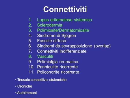 Connettiviti Lupus eritematoso sistemico Sclerodermia