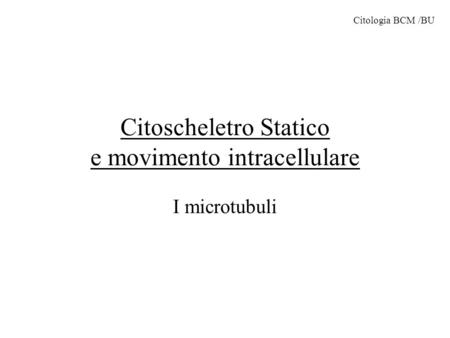Citoscheletro Statico e movimento intracellulare