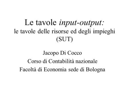 Jacopo Di Cocco Corso di Contabilità nazionale