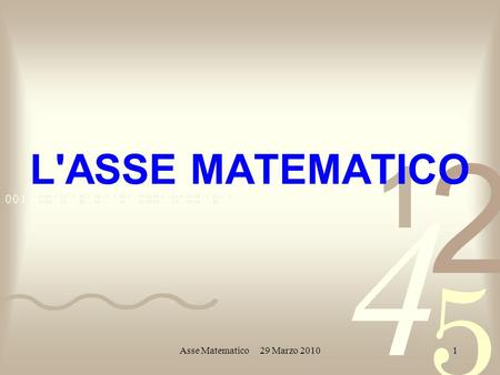 Asse Matematico 29 Marzo 20101 L'ASSE MATEMATICO.