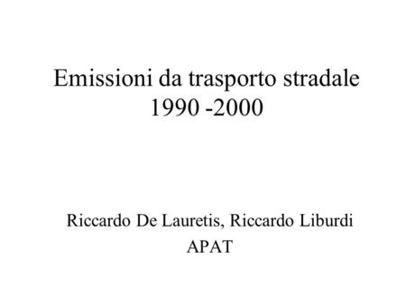 Emissioni da trasporto stradale