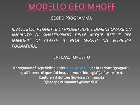 MODELLO GEOIMHOFF SCOPO PROGRAMMA