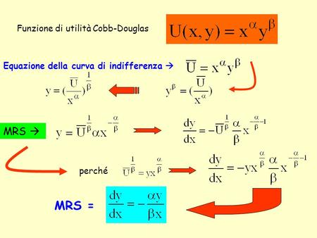 MRS = MRS  Funzione di utilità Cobb-Douglas