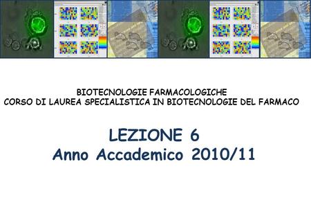 LEZIONE 6 Anno Accademico 2010/11 BIOTECNOLOGIE FARMACOLOGICHE CORSO DI LAUREA SPECIALISTICA IN BIOTECNOLOGIE DEL FARMACO.