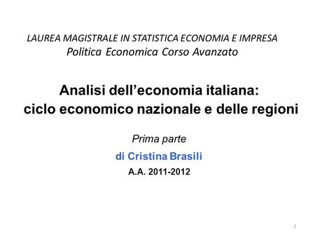 Analisi dell’economia italiana: