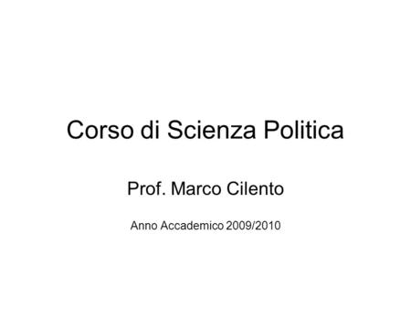 Corso di Scienza Politica