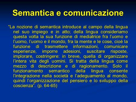 Semantica e comunicazione
