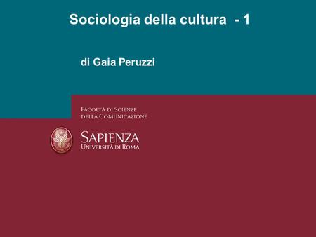 Sociologia della cultura - 1