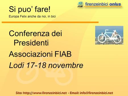 Conferenza dei Presidenti Associazioni FIAB Lodi novembre