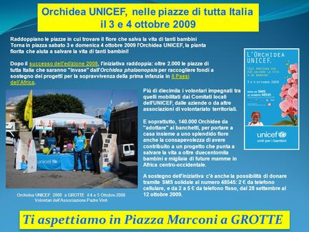 Orchidea UNICEF, nelle piazze di tutta Italia