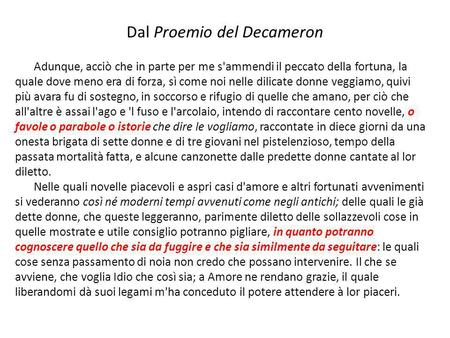 Dal Proemio del Decameron