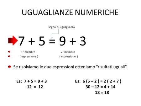 UGUAGLIANZE NUMERICHE