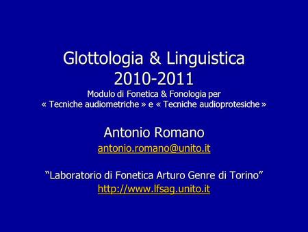 “Laboratorio di Fonetica Arturo Genre di Torino”