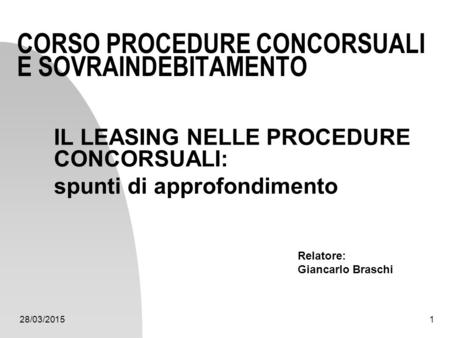 CORSO PROCEDURE CONCORSUALI E SOVRAINDEBITAMENTO