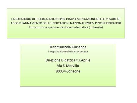 Tutor:Buccola Giuseppa