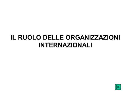 IL RUOLO DELLE ORGANIZZAZIONI INTERNAZIONALI