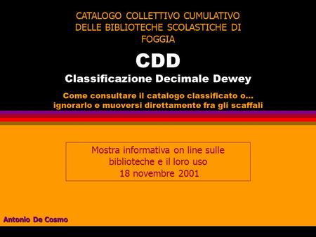 CDD Classificazione Decimale Dewey