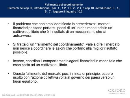 Fallimento del coordinamento Elementi del cap. 6, introduzione, par. 1