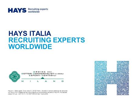 HAYS ITALIA RECRUITING EXPERTS WORLDWIDE