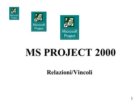 1 Relazioni/Vincoli MS PROJECT 2000. 2 Relazioni.