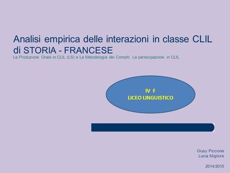 Analisi empirica delle interazioni in classe CLIL di STORIA - FRANCESE
