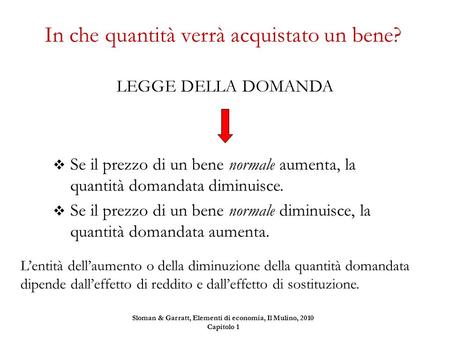 Sloman & Garratt, Elementi di economia, Il Mulino, 2010 Capitolo 1