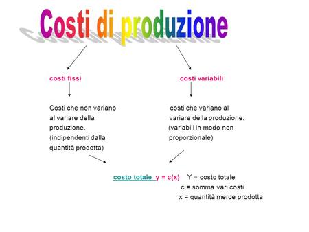 Costi di produzione costi fissi costi variabili