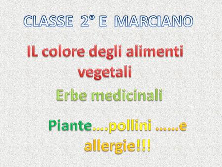 IL colore degli alimenti vegetali Piante….pollini ……e allergie!!!