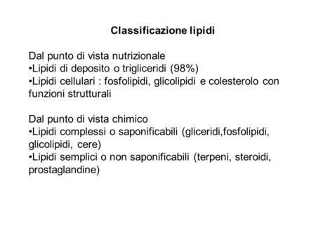 Classificazione lipidi