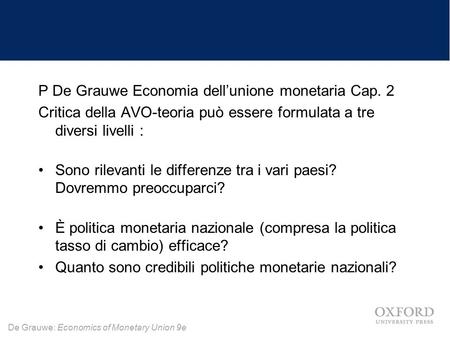 P De Grauwe Economia dell’unione monetaria Cap. 2
