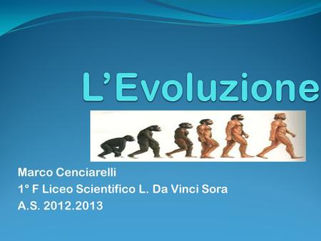 L’Evoluzione Marco Cenciarelli 1° F Liceo Scientifico L. Da Vinci Sora