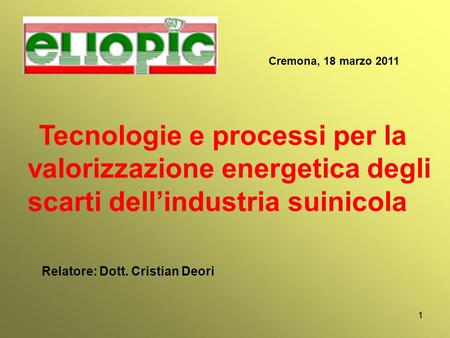 Cremona, 18 marzo 2011 Tecnologie e processi per la valorizzazione energetica degli  scarti dell’industria.