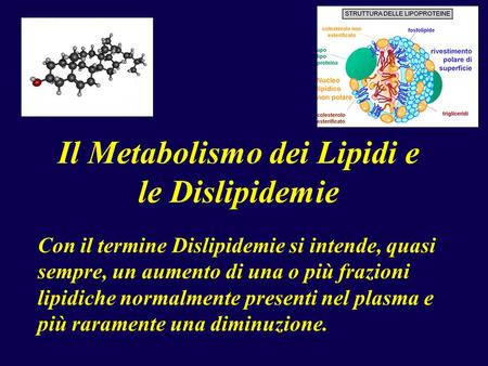 Il Metabolismo dei Lipidi e le Dislipidemie