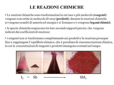 LE REAZIONI CHIMICHE I2 + Sb SbI3
