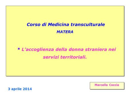 Corso di Medicina transculturale MATERA