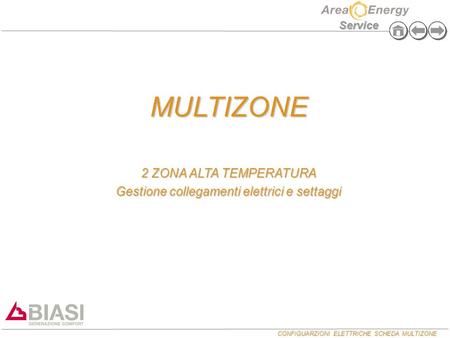 CONFIGUARZIONI ELETTRICHE SCHEDA MULTIZONE Service MULTIZONE 2 ZONA ALTA TEMPERATURA Gestione collegamenti elettrici e settaggi.
