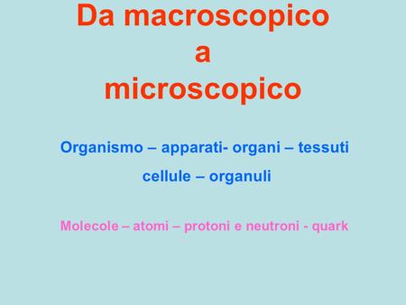 Da macroscopico a microscopico