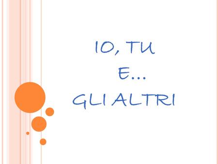 IO, TU E… GLI ALTRI.