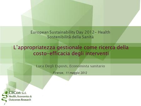 European Sustainability Day Health Sostenibilità̀ della Sanità