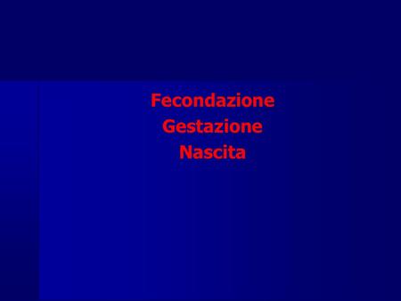 Fecondazione Gestazione Nascita.