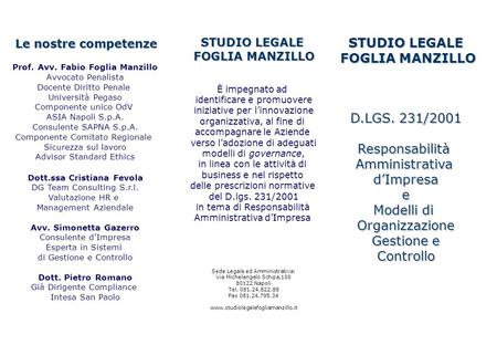 Prof. Avv. Fabio Foglia Manzillo Dott.ssa Cristiana Fevola